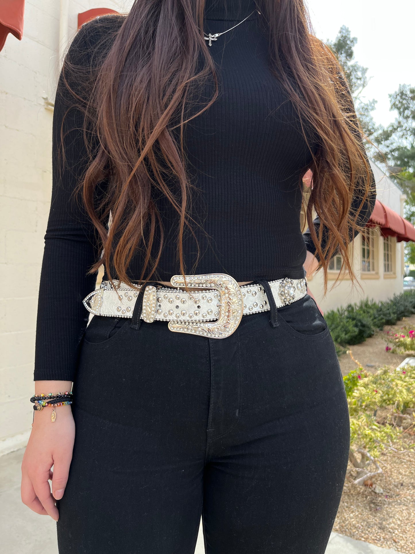 Rafaela Silver Crystal Concho Belt