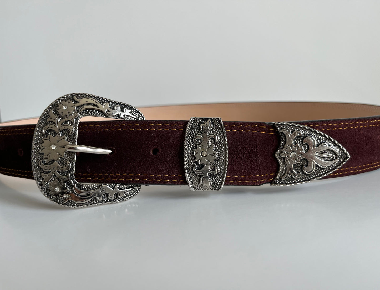 Women's Burgundy Suede Belt