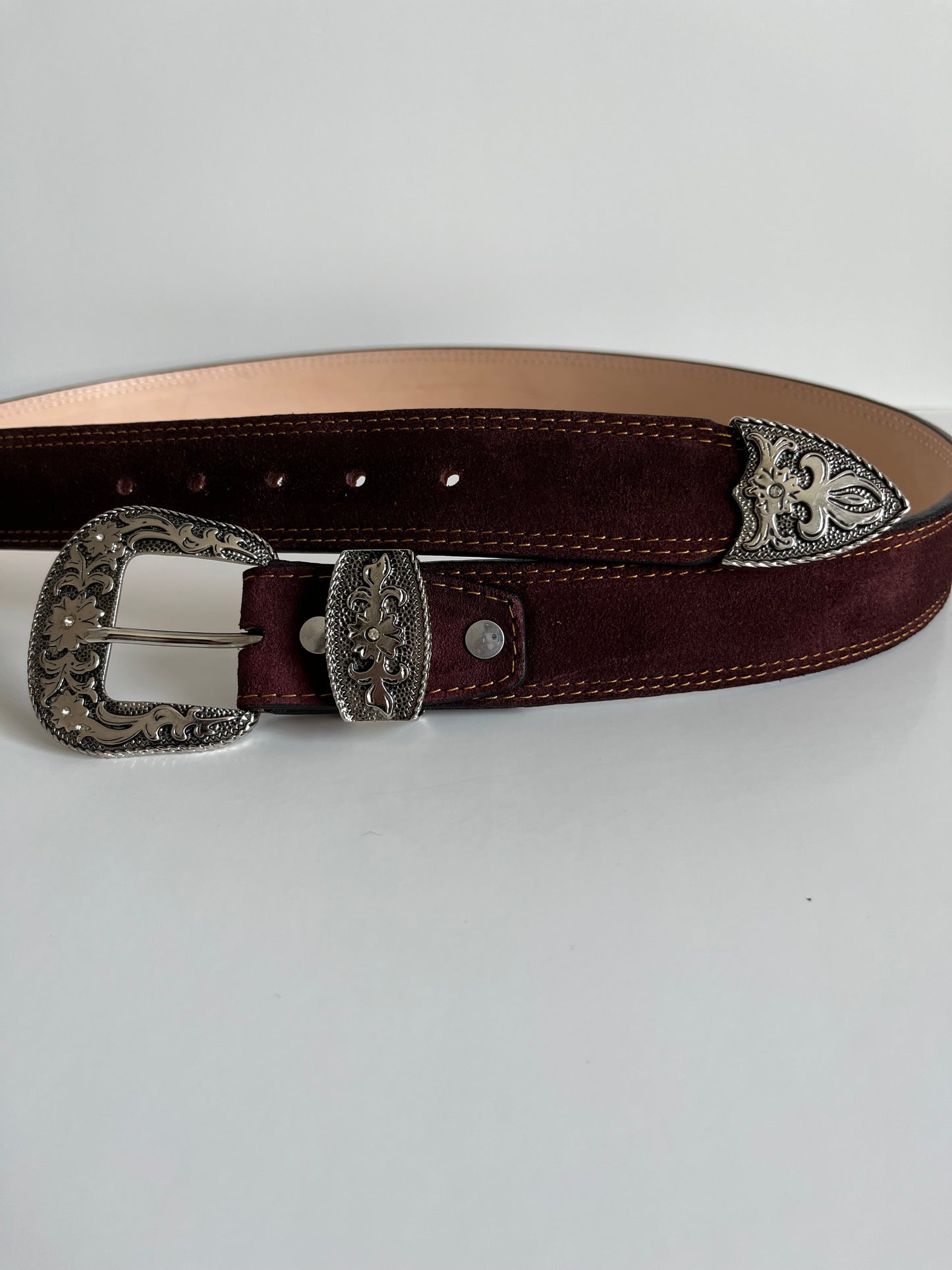 Women's Burgundy Suede Belt