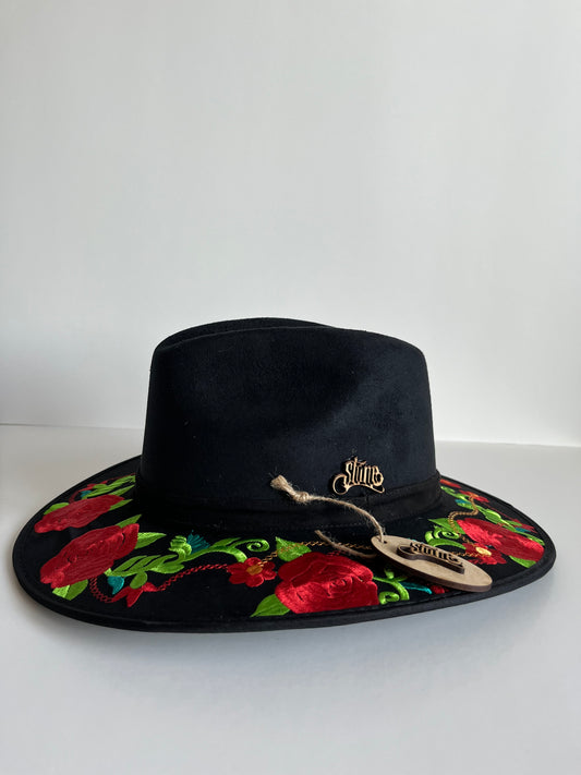 Suede Sombrero For Women ✵ Flowers/Black