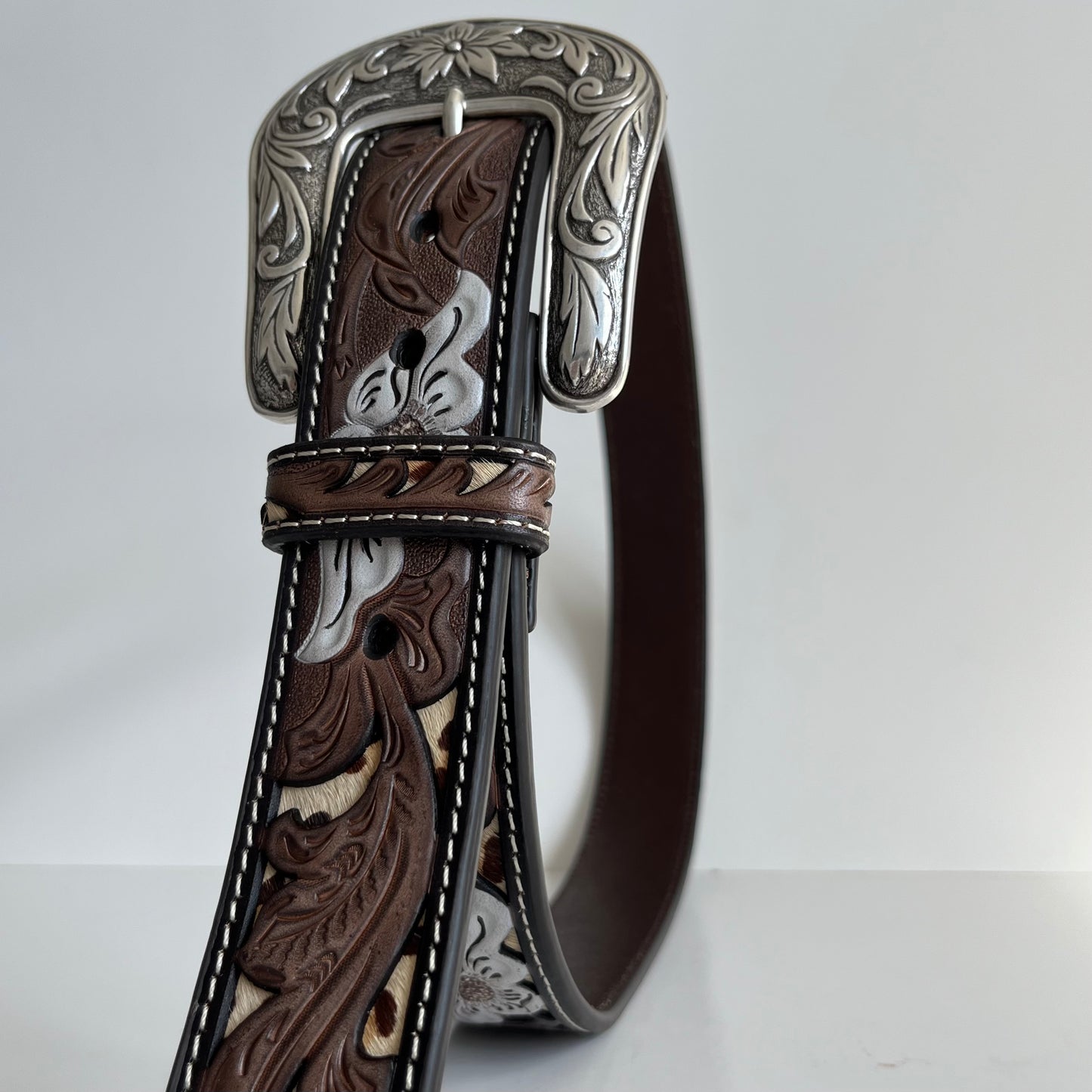 Flower Engraved Women's Belt