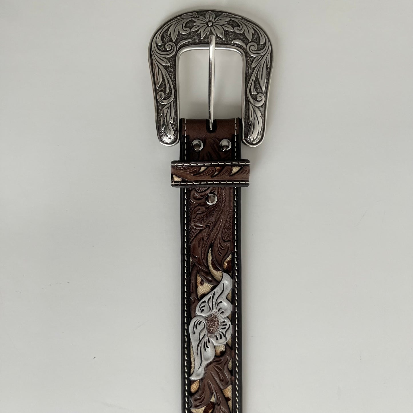 Flower Engraved Women's Belt