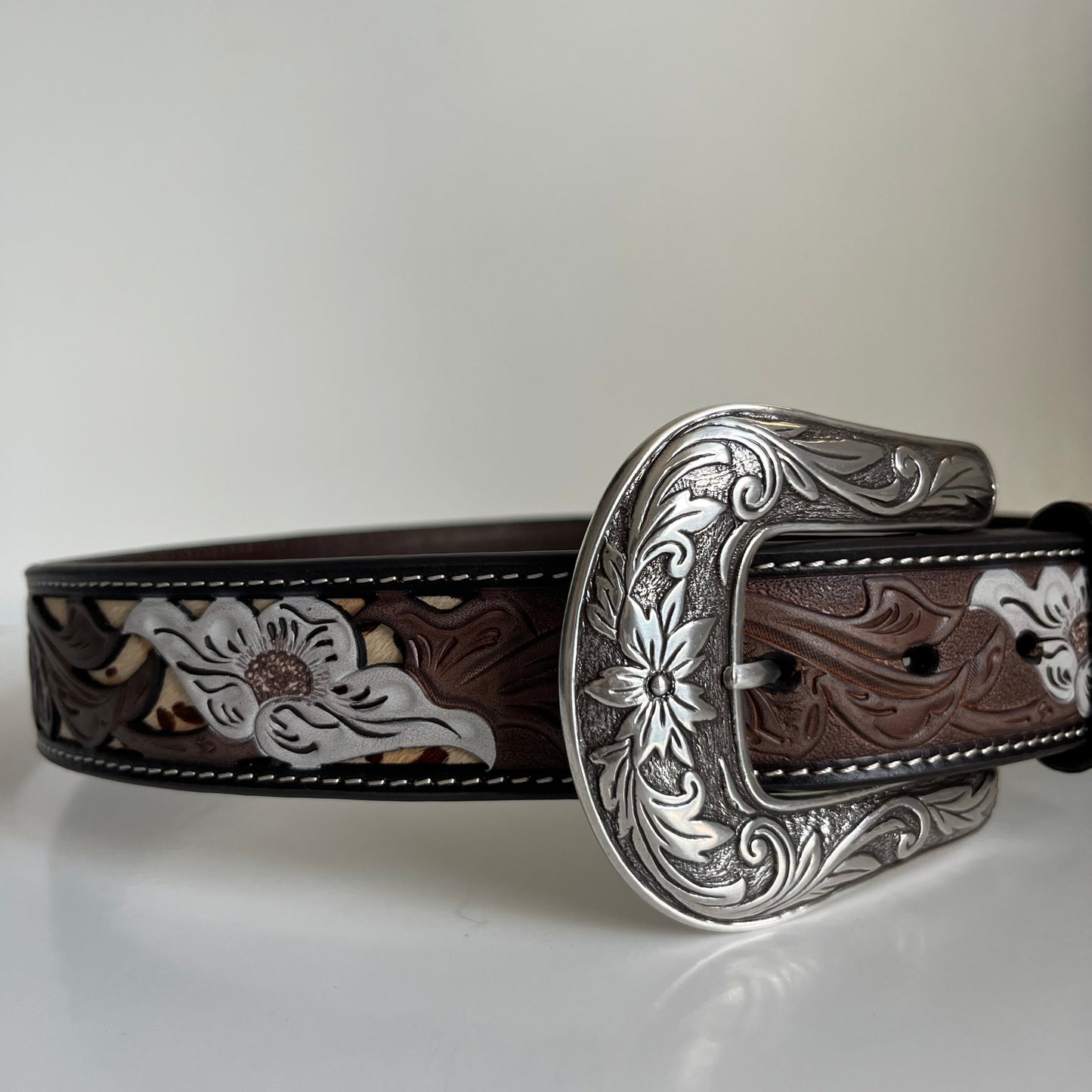 Flower Engraved Women's Belt