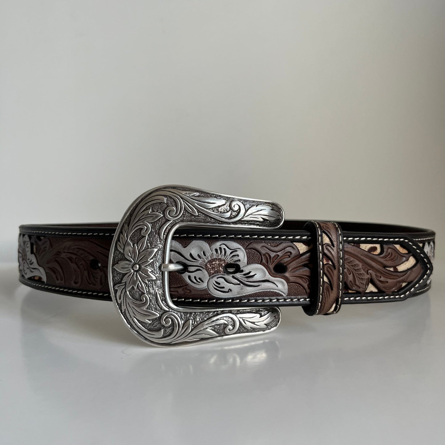 Flower Engraved Women's Belt