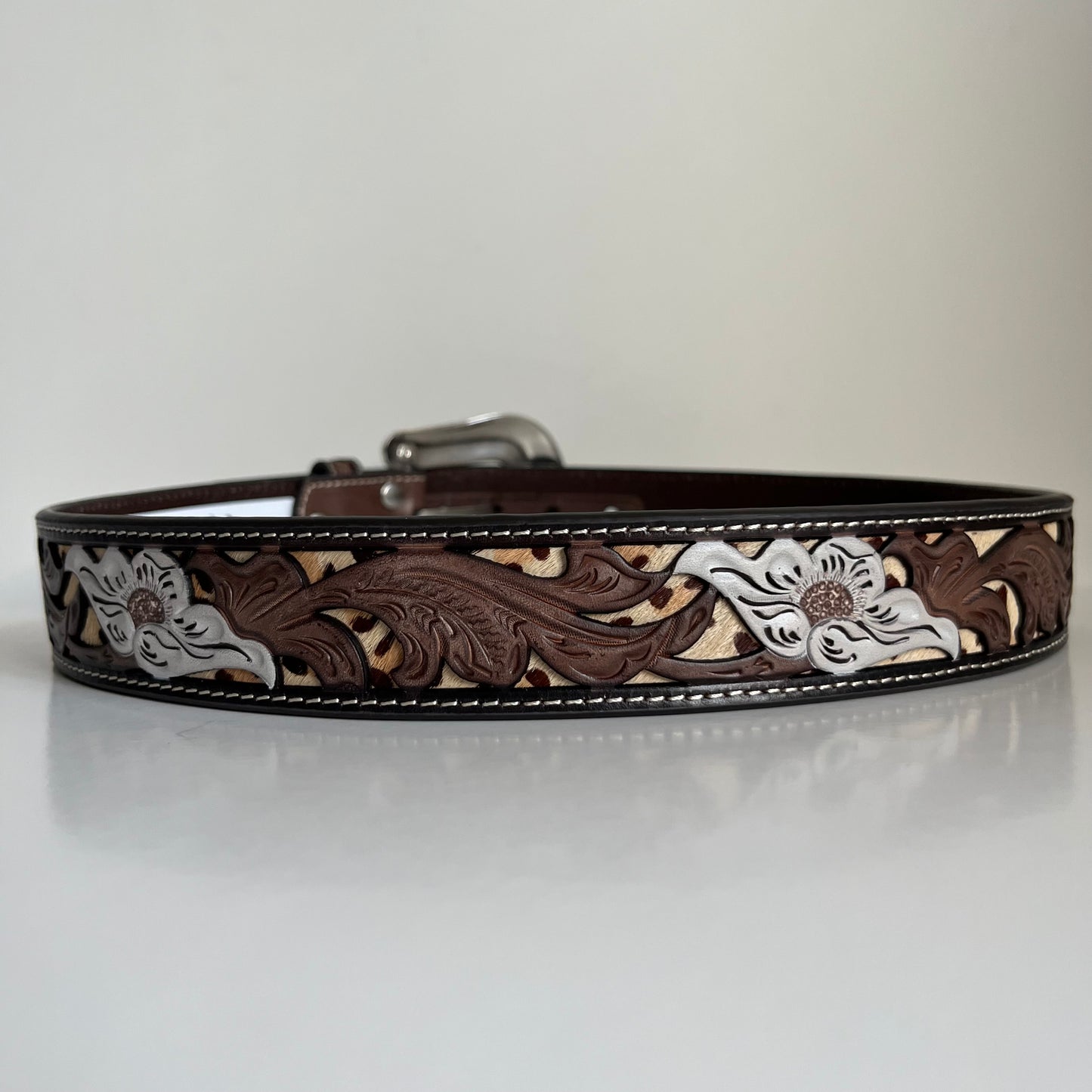 Flower Engraved Women's Belt