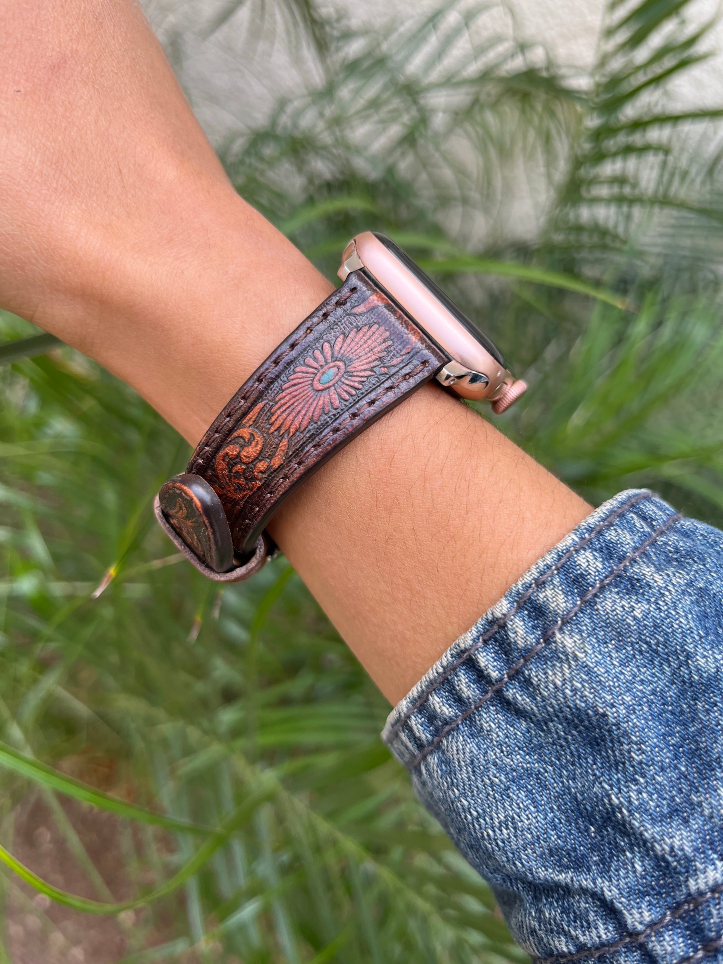 Brown/Turquoise Leather Watch Band